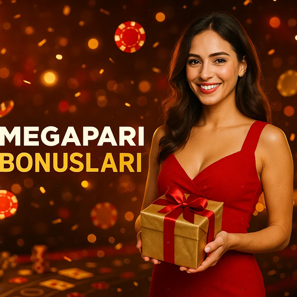 Megapari Bonusları – Özel Kazanç Türk kızı kırmızı elbiseyle Megapari Bonusları afişinde